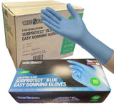 BLUE 8 Mil 12 Inch NITRILE/VINYL BLEND EASY DONNING DISPOSABLE GLOVE