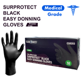 BLACK 8 Mil 12 Inch NITRILE/VINYL BLEND EASY DONNING DISPOSABLE GLOVE